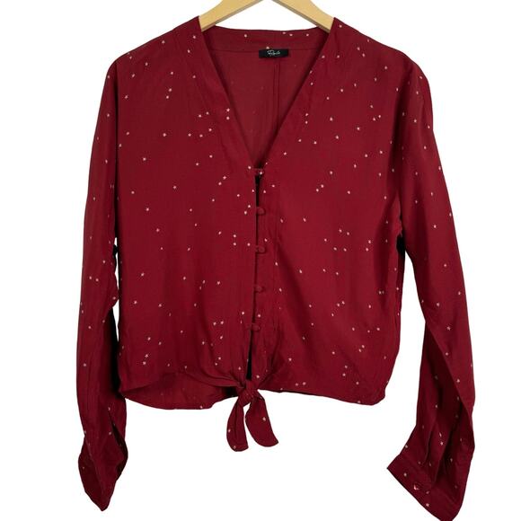 Rails Sloane Top Rogue Gradient Stars Button Shirt Size XS Tie Front Blouse - Picture 3 of 13